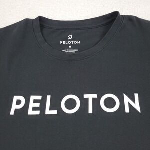 Peloton Shirt Mens Medium Black Century 100 Spell Out Logo Cycling Fitness Tee